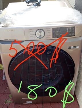 Front Load Washer in Stainless Steel with Black Door Samsung WF45B6300AC/US-00/U